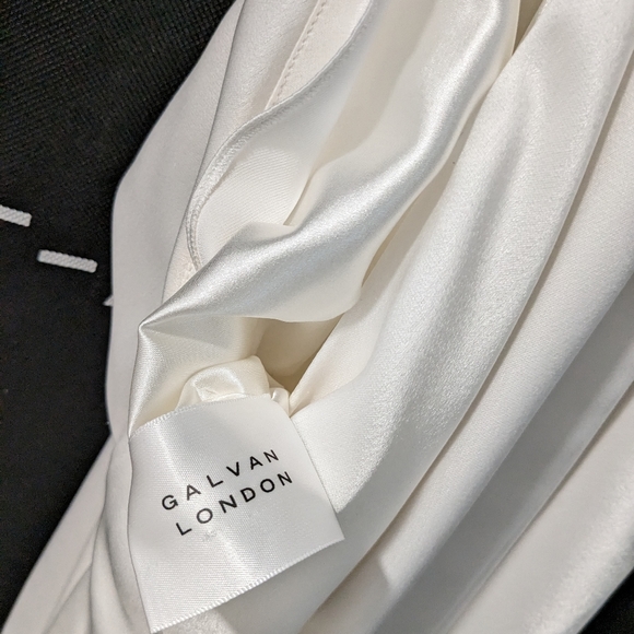 Galvan London Ivory Satin, Cropped Pandora Bridal Dress, Midi - Picture 13 of 14